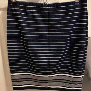 Navy Blue Striped Pencil Skirt